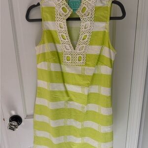 Sail to Sable Lime and White Embroidered Dress